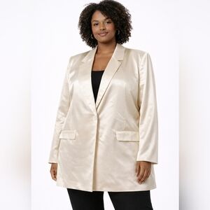 And Now This Satin Blazer – 4X – NWTIvory/Cream | Padded Shoulders | Pockets